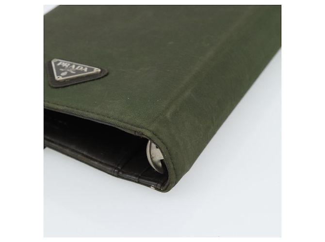 PRADA Funda de Agenda Day Planner Nylon Khaki Silver Auth 185858 Plata Caqui - vista 7