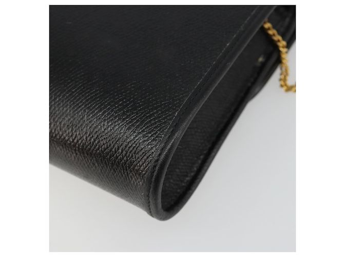 Borsa a Spalla con Catena Christian Dior in Pelle Nera e Oro Auth 187366 Nero D'oro - vista 12
