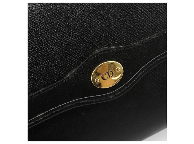 Borsa a Spalla con Catena Christian Dior in Pelle Nera e Oro Auth 187366 Nero D'oro - vista 14