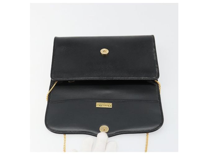 Borsa a Spalla con Catena Christian Dior in Pelle Nera e Oro Auth 187366 Nero D'oro - vista 15