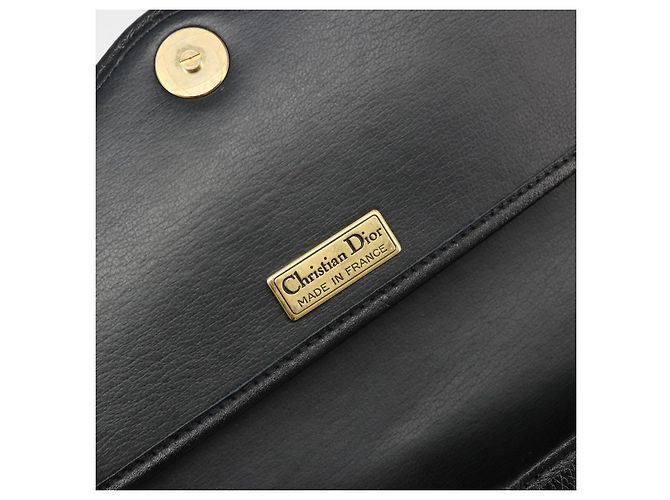 Borsa a Spalla con Catena Christian Dior in Pelle Nera e Oro Auth 187366 Nero D'oro - vista 16