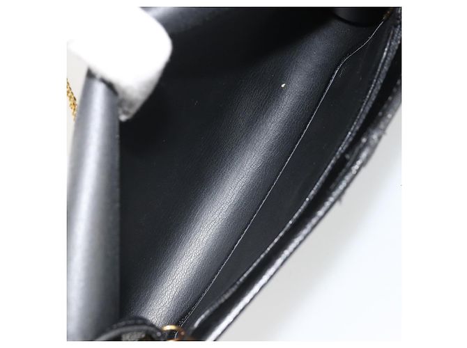 Borsa a Spalla con Catena Christian Dior in Pelle Nera e Oro Auth 187366 Nero D'oro - vista 17