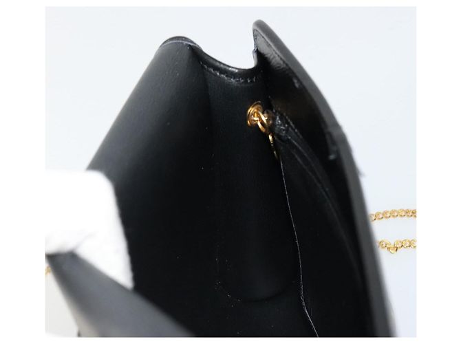 Borsa a Spalla con Catena Christian Dior in Pelle Nera e Oro Auth 187366 Nero D'oro - vista 18