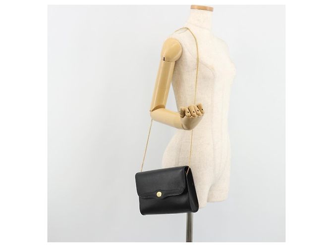 Borsa a Spalla con Catena Christian Dior in Pelle Nera e Oro Auth 187366 Nero D'oro - vista 22