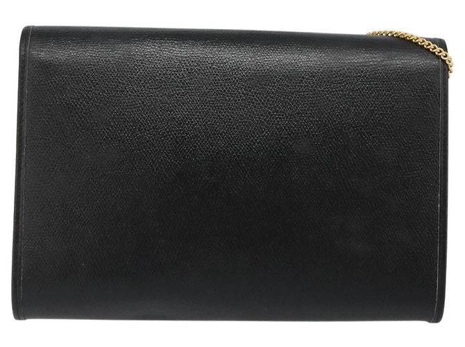 Borsa a Spalla con Catena Christian Dior in Pelle Nera e Oro Auth 187366 Nero D'oro - vista 3
