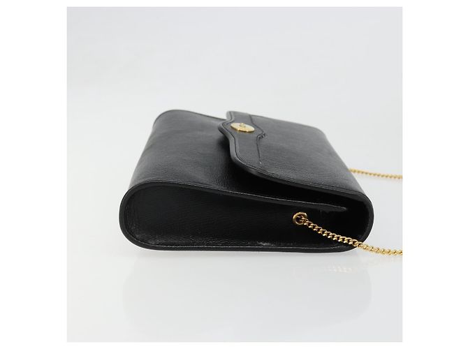 Borsa a Spalla con Catena Christian Dior in Pelle Nera e Oro Auth 187366 Nero D'oro - vista 4