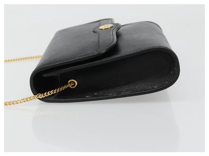 Borsa a Spalla con Catena Christian Dior in Pelle Nera e Oro Auth 187366 Nero D'oro - vista 5