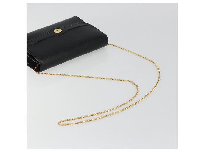 Borsa a Spalla con Catena Christian Dior in Pelle Nera e Oro Auth 187366 Nero D'oro - vista 7