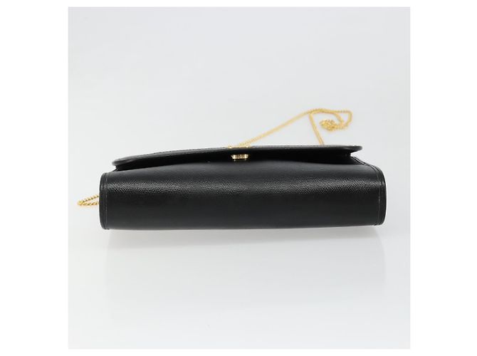 Borsa a Spalla con Catena Christian Dior in Pelle Nera e Oro Auth 187366 Nero D'oro - vista 9