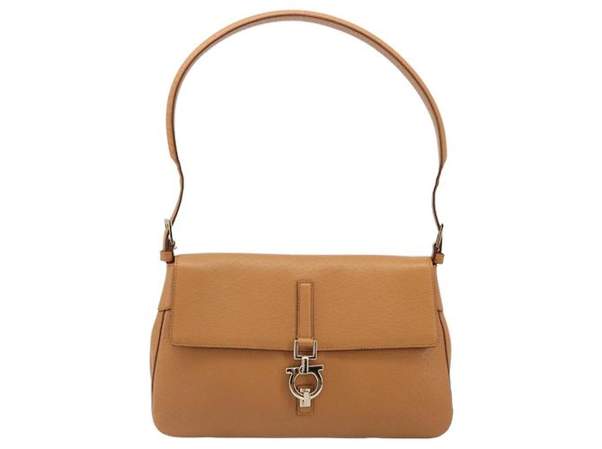 Borsa a Spalla Salvatore Ferragamo Gancini in Pelle Marrone Oro Auth 186271A D'oro - vista 2