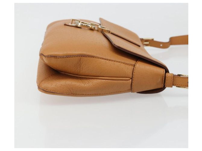 Borsa a Spalla Salvatore Ferragamo Gancini in Pelle Marrone Oro Auth 186271A D'oro - vista 4