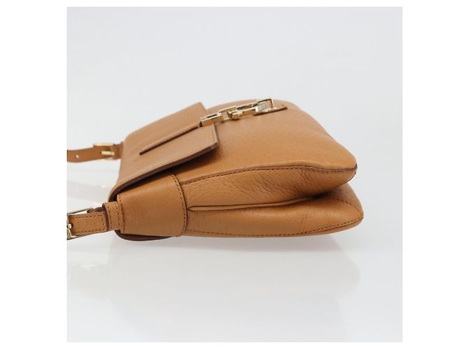 Borsa a Spalla Salvatore Ferragamo Gancini in Pelle Marrone Oro Auth 186271A D'oro - vista 5