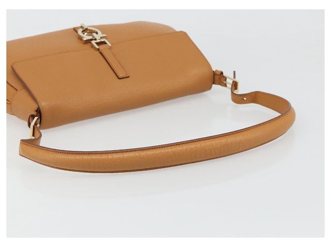 Borsa a Spalla Salvatore Ferragamo Gancini in Pelle Marrone Oro Auth 186271A D'oro - vista 7