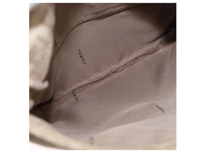Bolso de hombro FENDI Zucchino Canvas Mamma Baguette Beige Oro Auth 186319A Dorado - vista 11