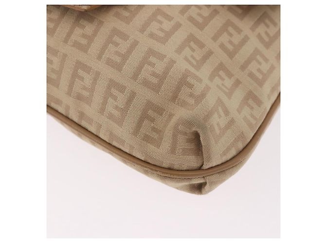 Bolso de hombro FENDI Zucchino Canvas Mamma Baguette Beige Oro Auth 186319A Dorado - vista 14