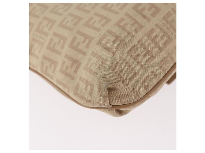 Bolso de hombro FENDI Zucchino Canvas Mamma Baguette Beige Oro Auth 186319A Dorado - vista 15