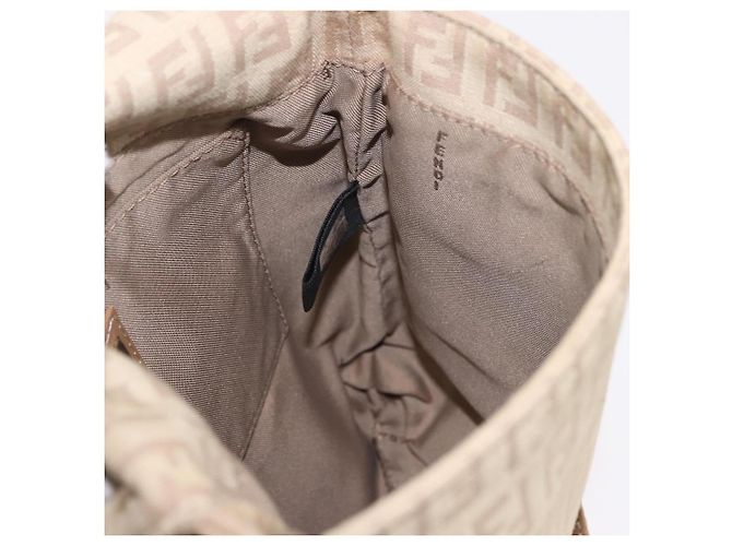 Bolso de hombro FENDI Zucchino Canvas Mamma Baguette Beige Oro Auth 186319A Dorado - vista 20