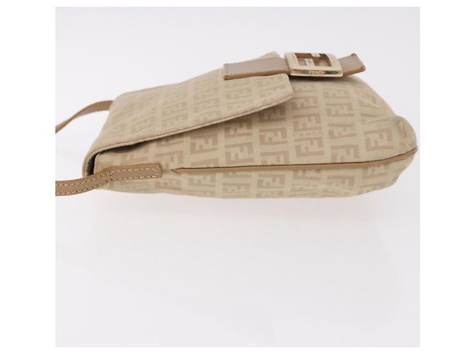 Bolso de hombro FENDI Zucchino Canvas Mamma Baguette Beige Oro Auth 186319A Dorado - vista 4