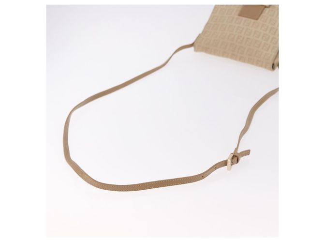 Bolso de hombro FENDI Zucchino Canvas Mamma Baguette Beige Oro Auth 186319A Dorado - vista 7