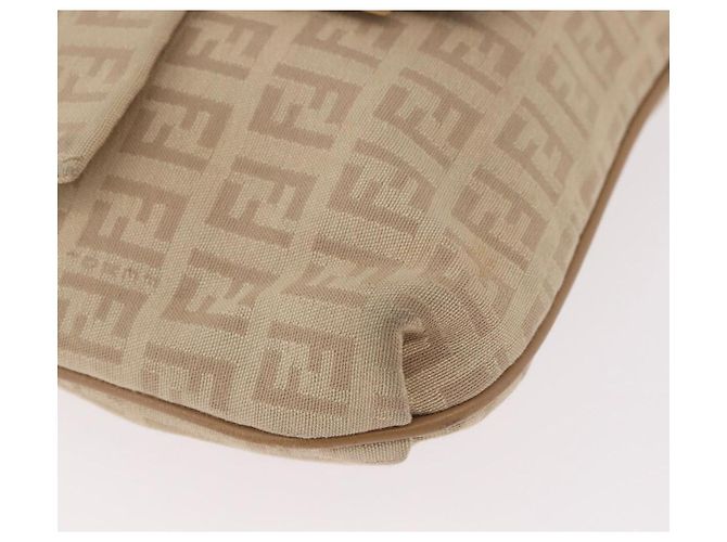 Bolso de hombro FENDI Zucchino Canvas Mamma Baguette Beige Oro Auth 186319A Dorado - vista 9