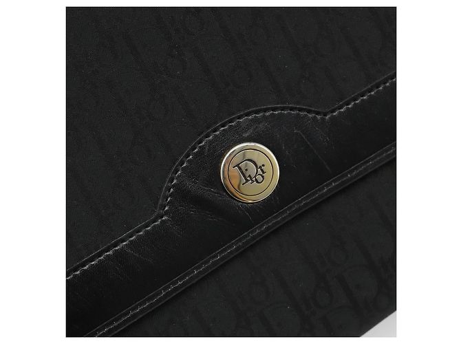 Borsa a tracolla con catena in tela Christian Dior Trotter Black Gold Auth 186061A - vista 14