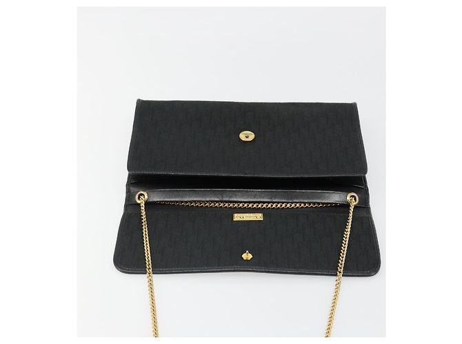Borsa a tracolla con catena in tela Christian Dior Trotter Black Gold Auth 186061A - vista 15