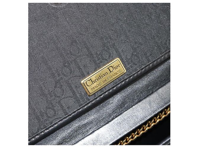 Borsa a tracolla con catena in tela Christian Dior Trotter Black Gold Auth 186061A - vista 16
