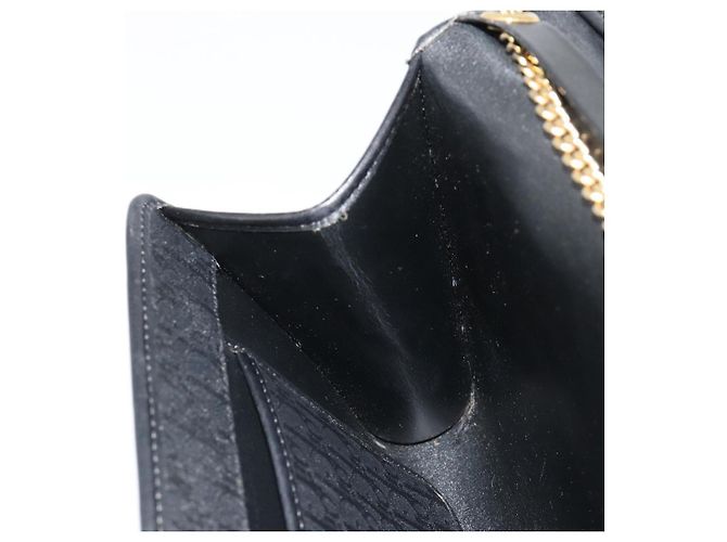 Borsa a tracolla con catena in tela Christian Dior Trotter Black Gold Auth 186061A - vista 19