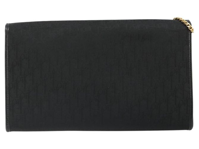 Borsa a tracolla con catena in tela Christian Dior Trotter Black Gold Auth 186061A - vista 3