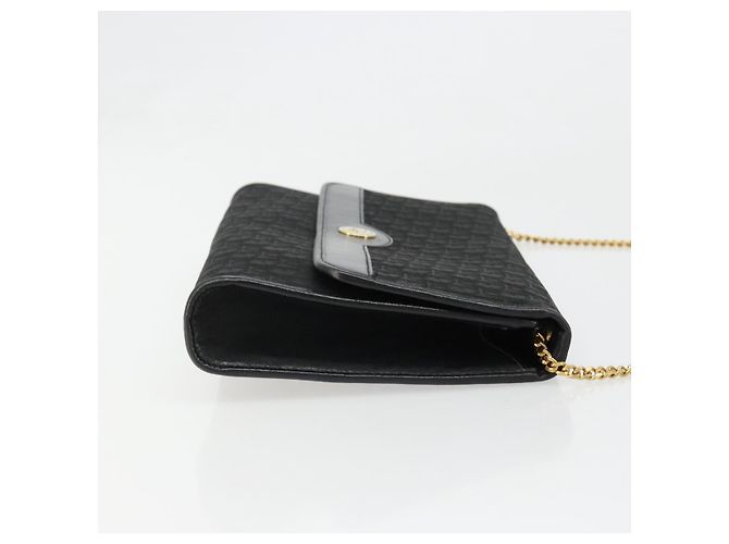 Borsa a tracolla con catena in tela Christian Dior Trotter Black Gold Auth 186061A - vista 4