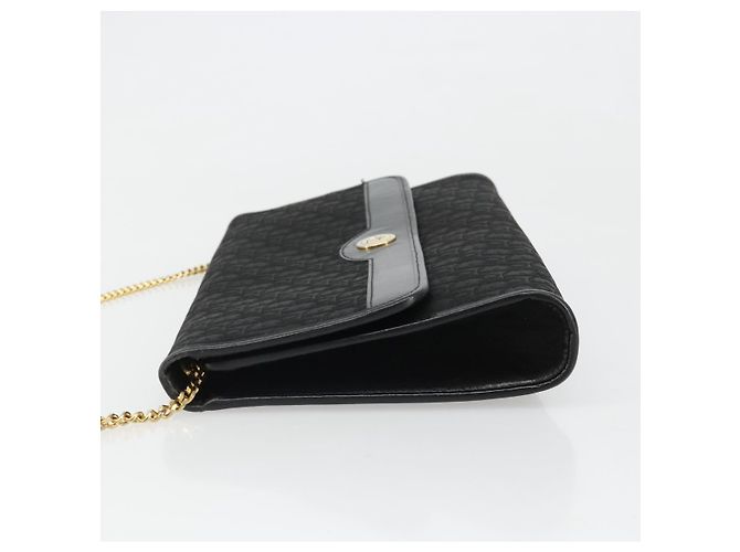 Borsa a tracolla con catena in tela Christian Dior Trotter Black Gold Auth 186061A - vista 5