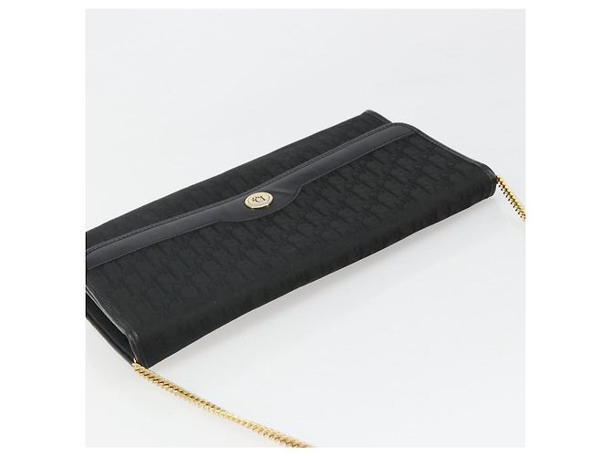 Borsa a tracolla con catena in tela Christian Dior Trotter Black Gold Auth 186061A - vista 6
