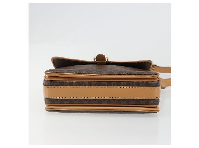Céline Borsa a tracolla CELINE Macadam Canvas PVC Pelle Marrone Oro Auth ka4853 D'oro - vista 10