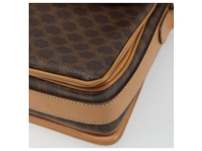 Céline Borsa a tracolla CELINE Macadam Canvas PVC Pelle Marrone Oro Auth ka4853 D'oro - vista 11