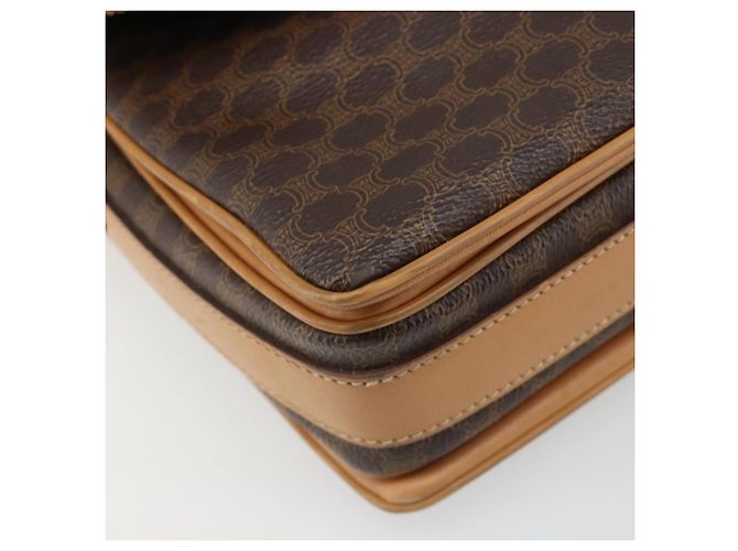Céline Borsa a tracolla CELINE Macadam Canvas PVC Pelle Marrone Oro Auth ka4853 D'oro - vista 12