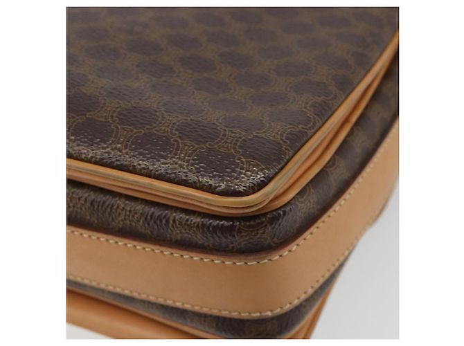 Céline Borsa a tracolla CELINE Macadam Canvas PVC Pelle Marrone Oro Auth ka4853 D'oro - vista 13