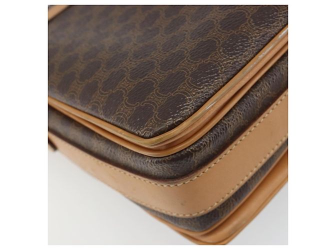Céline Borsa a tracolla CELINE Macadam Canvas PVC Pelle Marrone Oro Auth ka4853 D'oro - vista 14