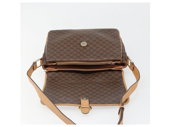 Céline Borsa a tracolla CELINE Macadam Canvas PVC Pelle Marrone Oro Auth ka4853 D'oro - vista 16