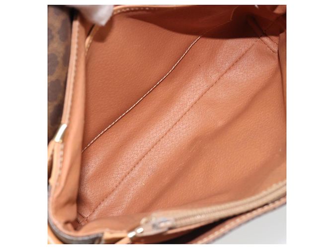 Céline Borsa a tracolla CELINE Macadam Canvas PVC Pelle Marrone Oro Auth ka4853 D'oro - vista 18