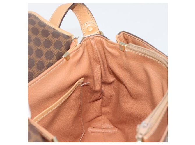 Céline Borsa a tracolla CELINE Macadam Canvas PVC Pelle Marrone Oro Auth ka4853 D'oro - vista 19