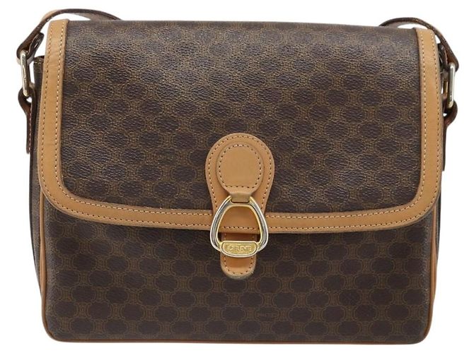 Céline Borsa a tracolla CELINE Macadam Canvas PVC Pelle Marrone Oro Auth ka4853 D'oro - vista 2