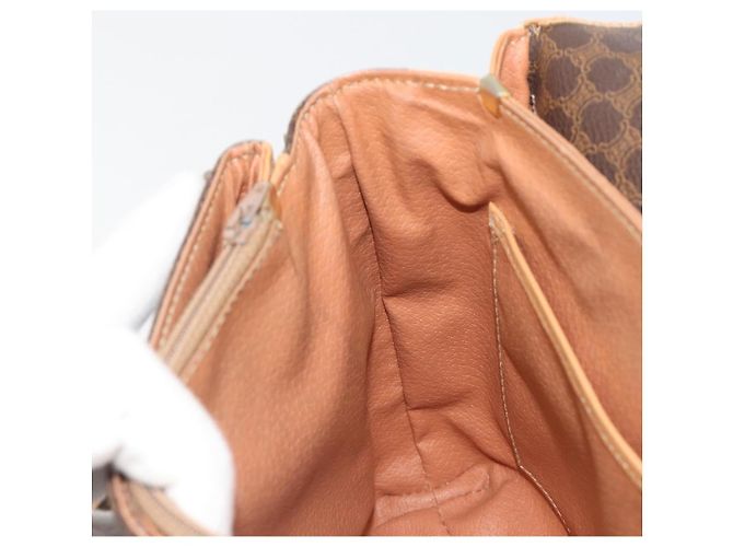Céline Borsa a tracolla CELINE Macadam Canvas PVC Pelle Marrone Oro Auth ka4853 D'oro - vista 20