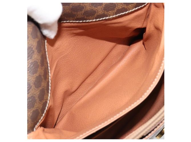 Céline Borsa a tracolla CELINE Macadam Canvas PVC Pelle Marrone Oro Auth ka4853 D'oro - vista 21