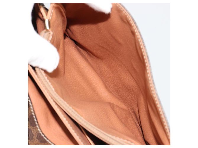 Céline Borsa a tracolla CELINE Macadam Canvas PVC Pelle Marrone Oro Auth ka4853 D'oro - vista 22