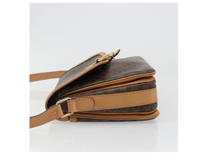 Céline Borsa a tracolla CELINE Macadam Canvas PVC Pelle Marrone Oro Auth ka4853 D'oro - vista 5