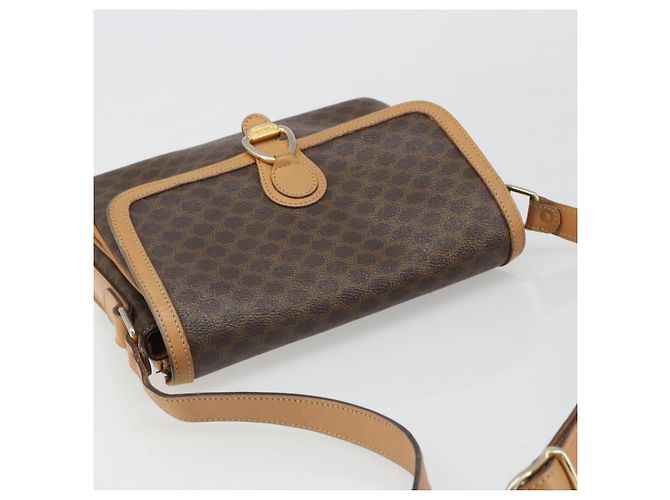 Céline Borsa a tracolla CELINE Macadam Canvas PVC Pelle Marrone Oro Auth ka4853 D'oro - vista 6