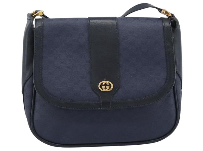 Borsa a tracolla GUCCI Micro GG Supreme PVC Navy Gold 001 261 4425 Auth ka4776 D'oro Blu navy - vista 2