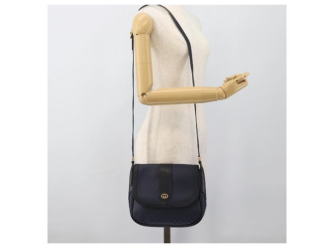Borsa a tracolla GUCCI Micro GG Supreme PVC Navy Gold 001 261 4425 Auth ka4776 D'oro Blu navy - vista 22
