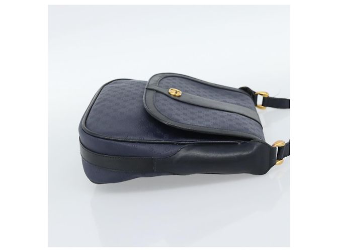 Borsa a tracolla GUCCI Micro GG Supreme PVC Navy Gold 001 261 4425 Auth ka4776 D'oro Blu navy - vista 5