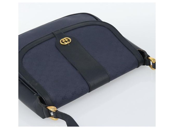 Borsa a tracolla GUCCI Micro GG Supreme PVC Navy Gold 001 261 4425 Auth ka4776 D'oro Blu navy - vista 6